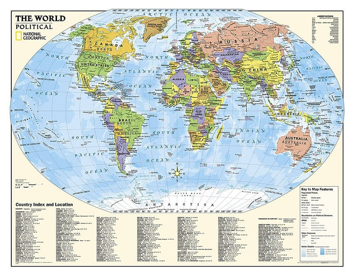 Carte murale du monde, politique, pour les enfants (4-12 ans) | National Geographic carte murale petit tube National Geographic 