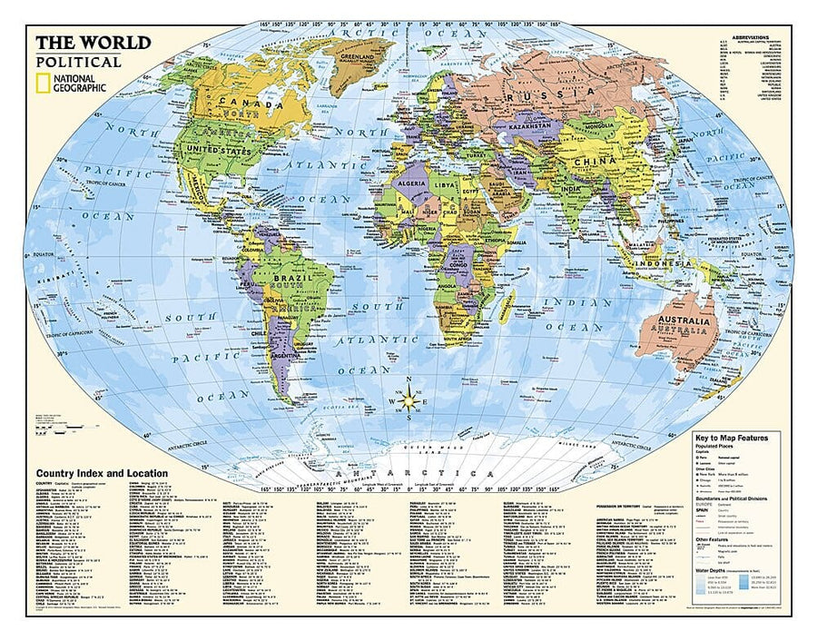 Carte murale du monde, politique, pour les enfants (4-12 ans) | National Geographic carte murale petit tube National Geographic 