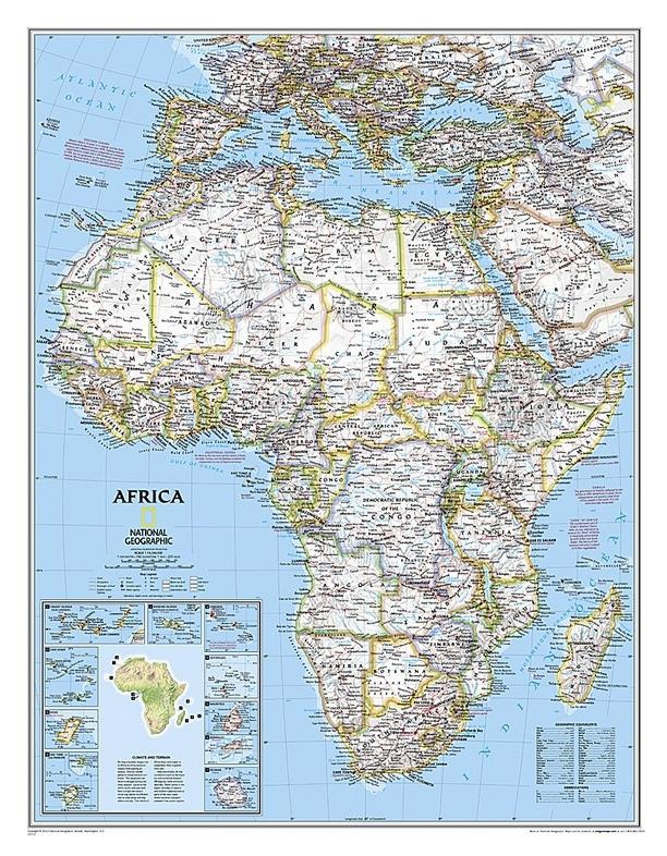 Carte murale (en anglais) - Afrique politique | National Geographic carte murale petit tube National Geographic 57 x 74 cm Papier 