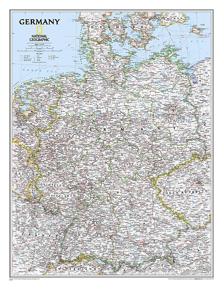 Carte murale (en anglais) - Allemagne | National Geographic carte murale petit tube National Geographic Papier 