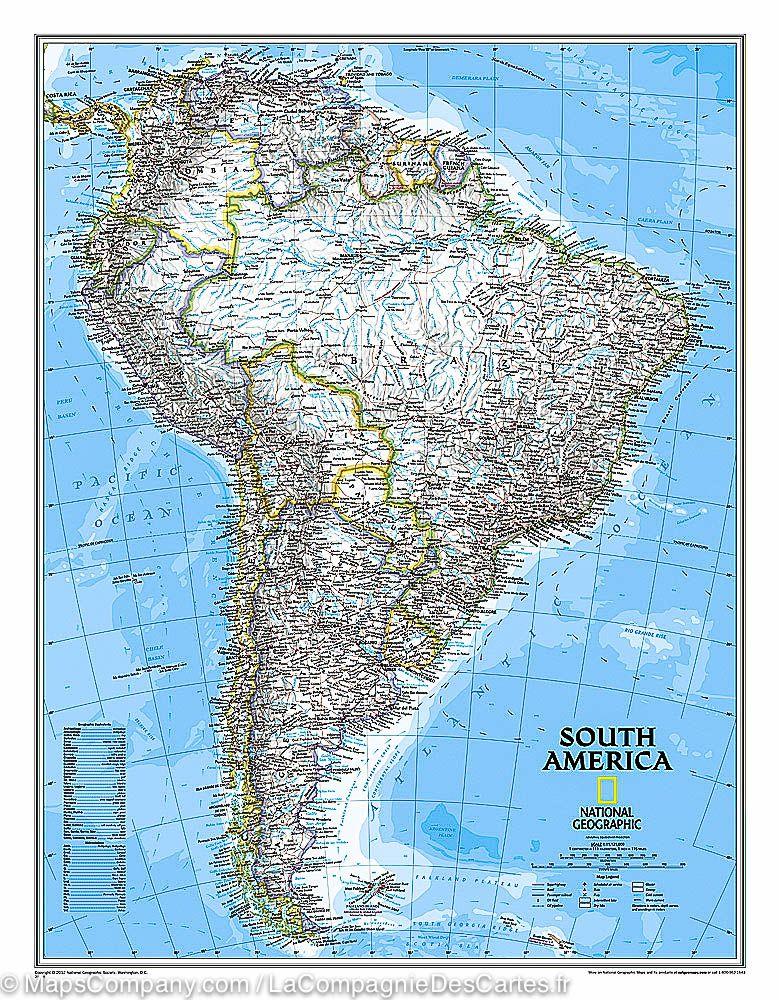 Carte murale (en anglais) - Amérique du Sud | National Geographic carte murale petit tube National Geographic 54 x 74 cm Papier 