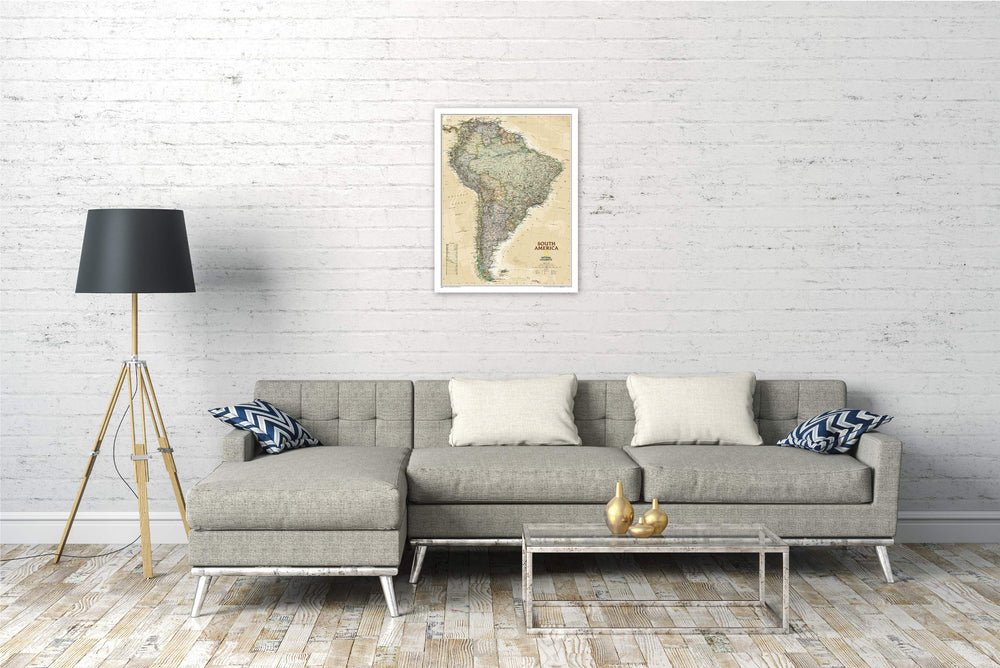 Carte murale (en anglais) - Amérique du Sud politique, style antique - 60 x 77 cm | National Geographic carte murale petit tube National Geographic 