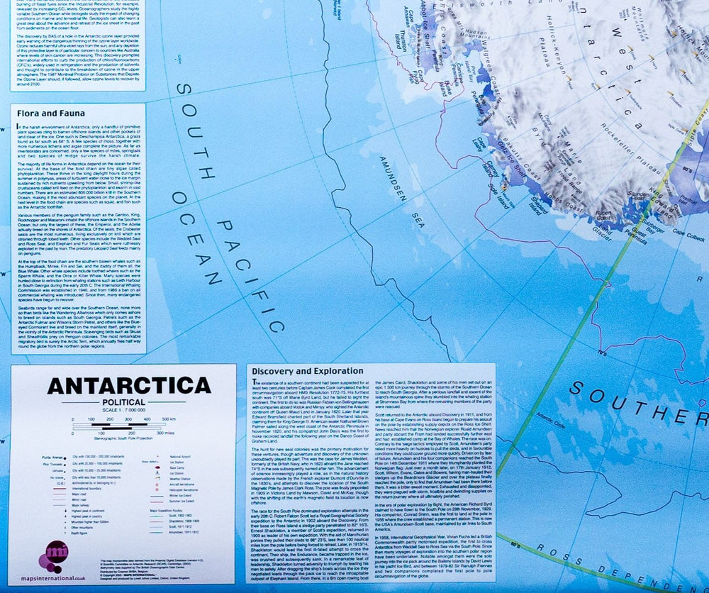 Carte murale – Antarctique (en anglais) – 120 x 100 cm | Maps International - La Compagnie des Cartes