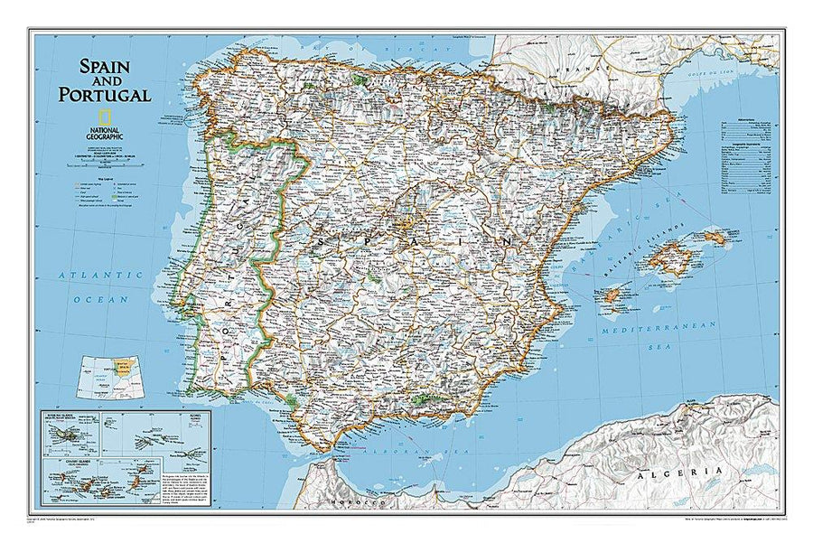 Carte murale (en anglais) - Espagne & Portugal - 83 cm x 55 cm | National Geographic carte murale petit tube National Geographic Papier 