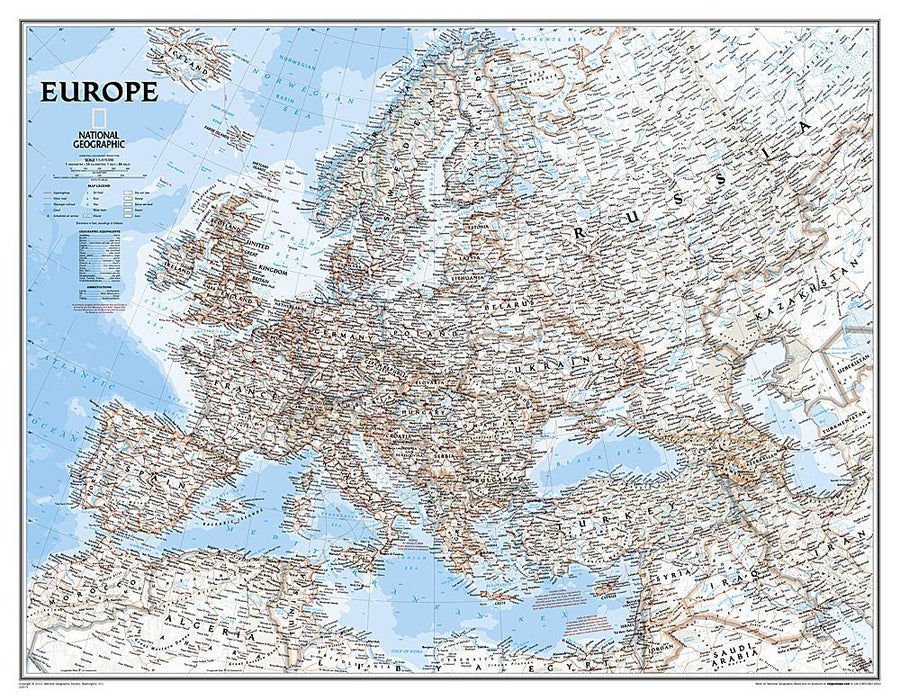 Carte murale (en anglais) - Europe politique, grand format | National Geographic carte murale petit tube National Geographic Papier 