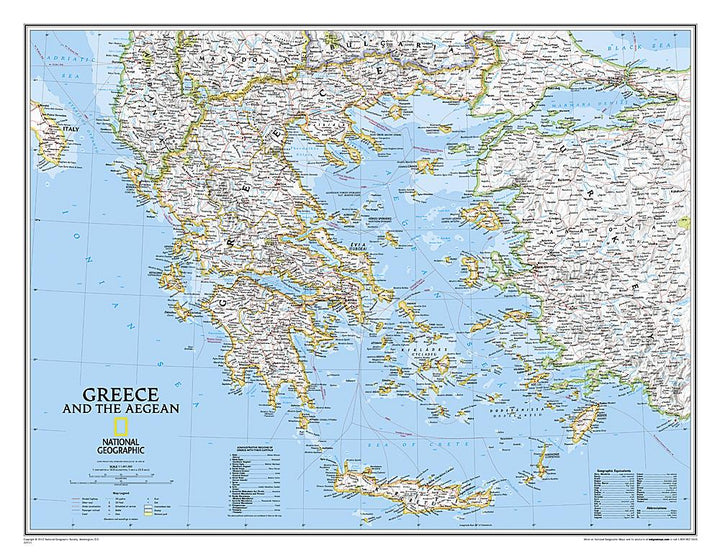 Carte murale (en anglais) - Grèce | National Geographic carte murale petit tube National Geographic Papier 