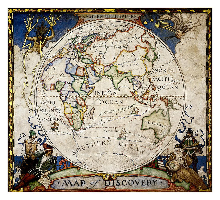 Carte murale (en anglais) - Hémisphère Est découverte | National Geographic carte murale petit tube National Geographic 