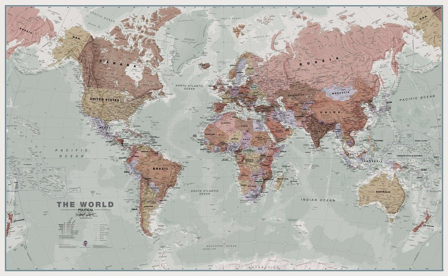 Carte murale (en anglais) - Monde politique "executif "- 136 x 84 cm | Maps International carte murale grand tube Maps International Papier 