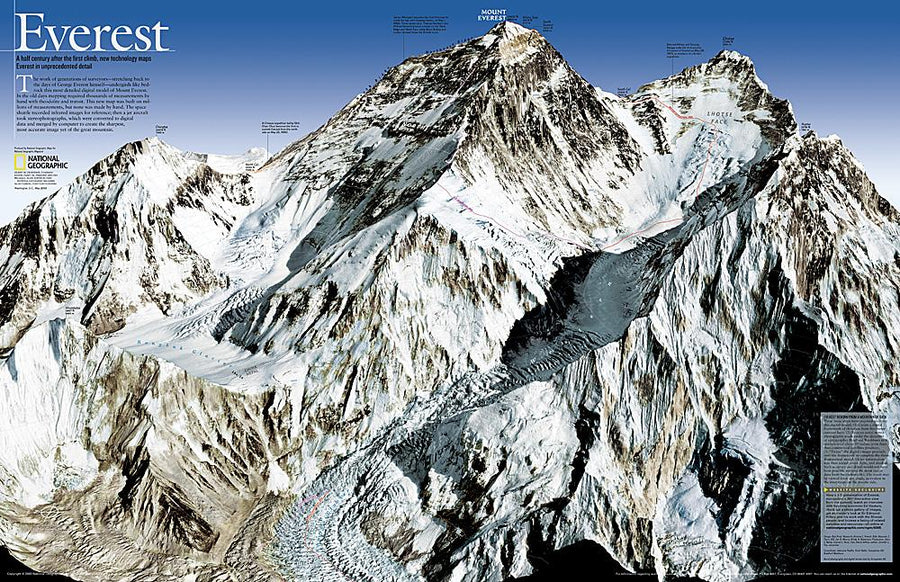 Carte murale (en anglais) - Mont Everest 50th anniversary | National Geographic carte murale petit tube National Geographic Papier 
