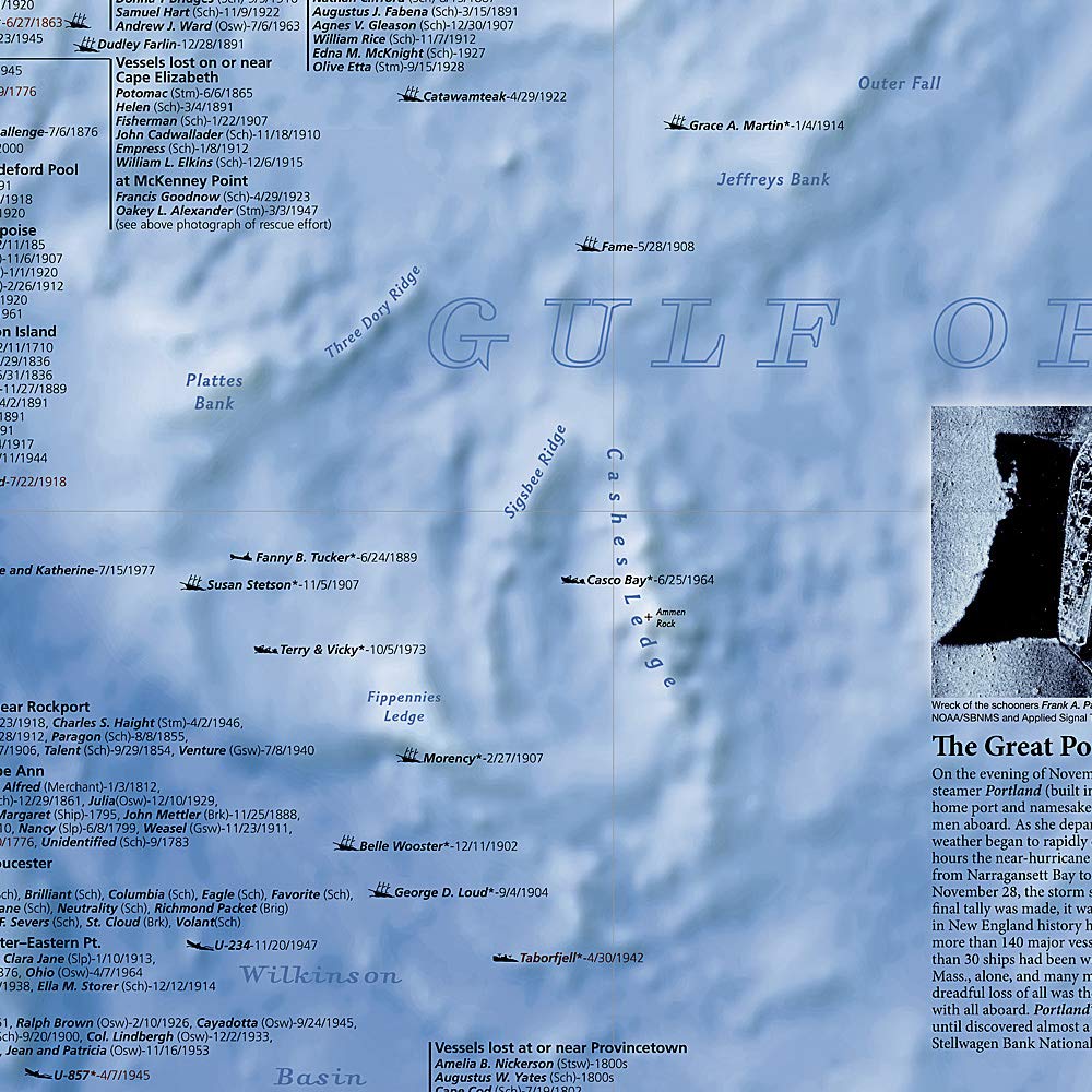 Carte murale (en anglais) - Naufrages de bateaux dans le nord-est américain - 91 x 71 cm | National Geographic carte murale petit tube National Geographic 
