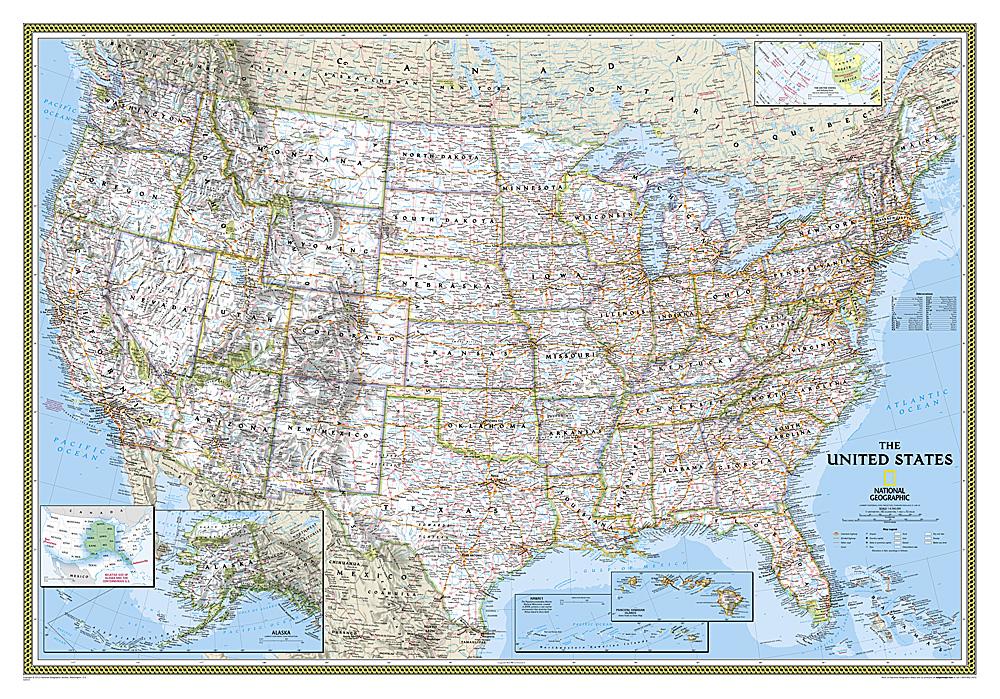 Wall Map - USA Politics - 111 x 77 cm (Standard Format) | National Geo ...