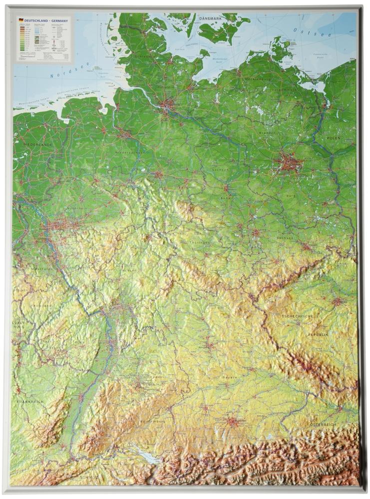 Carte murale en relief - Allemagne (en anglais) | Georelief carte relief Georelief Sans cadre 