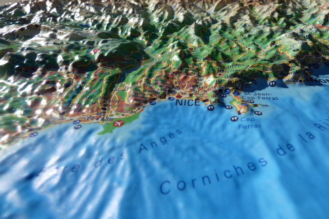 Carte murale en relief - Alpes-Maritimes et ses fonds marins - 41 cm x 61 cm | 3D Map carte relief 3D Map 