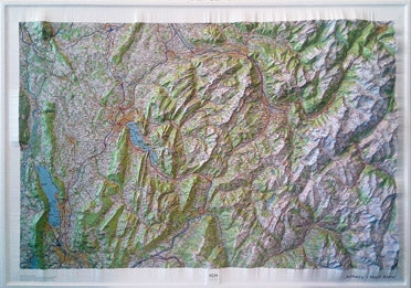 Carte murale en relief - Annecy & Mont Blanc - 113 x 80 cm | IGN carte relief grande dimension IGN 