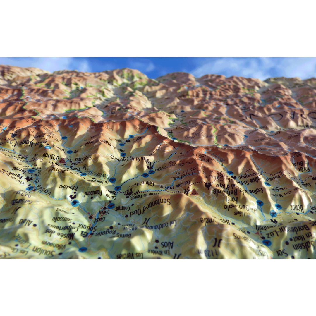 Carte murale en relief - Ariège - 61 cm x 41 cm | 3D Map carte relief 3D Map 