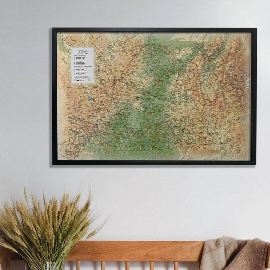 Carte murale en relief - Drôme & Ardèche - 61 cm x 41 cm | 3D Map carte relief 3D Map 