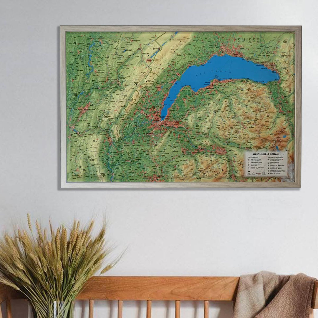 Relief Wall Map - Jura & Leman - 41 cm x 61 cm | 3D MAP (French)