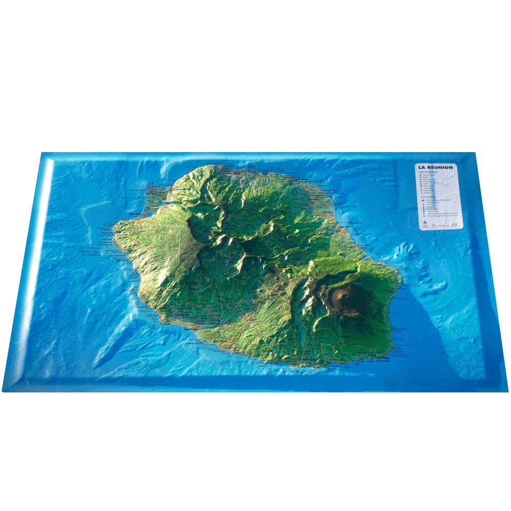 Carte murale en relief - Ile de la Réunion - 41 cm x 61 cm | 3D Map carte relief 3D Map 