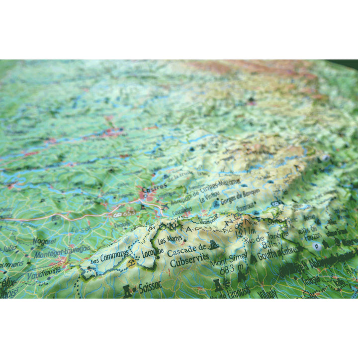 Carte murale en relief - Le Massif Central - 41 cm x 61 cm | 3D Map carte relief 3D Map 