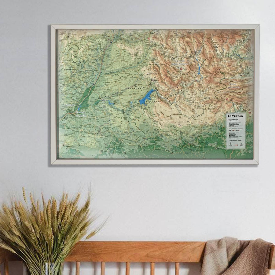Carte murale en relief - Le Parc Naturel Régional du Verdon - 61 cm x 41 cm | 3D Map carte relief 3D Map 