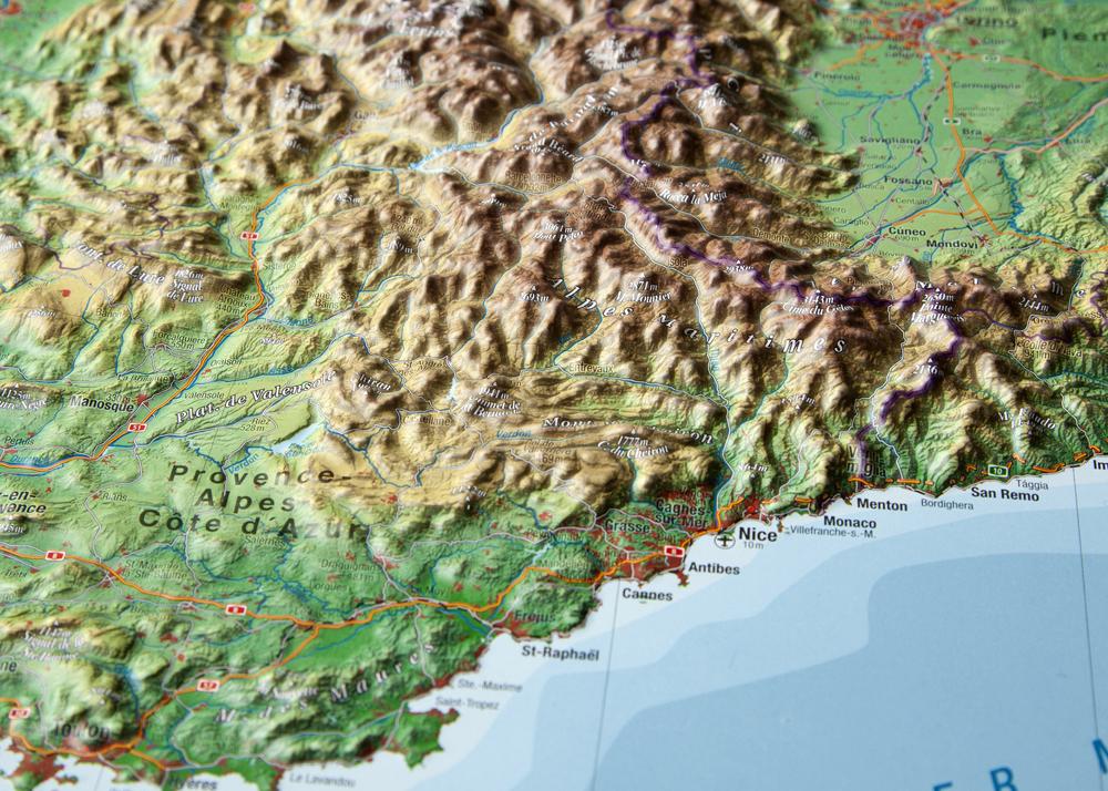 Carte murale en relief - Les Alpes (en anglais) | Georelief carte relief Georelief 