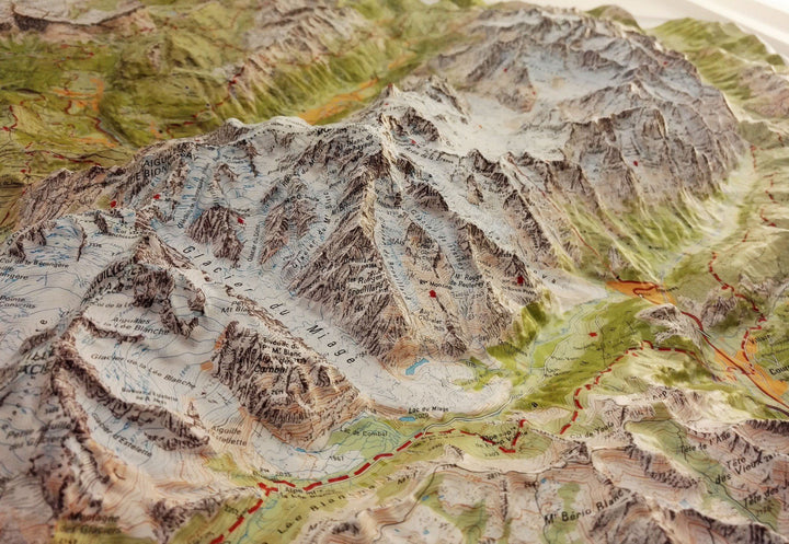 Carte murale en relief - Massif du Mont Blanc | IGN carte relief grande dimension IGN 