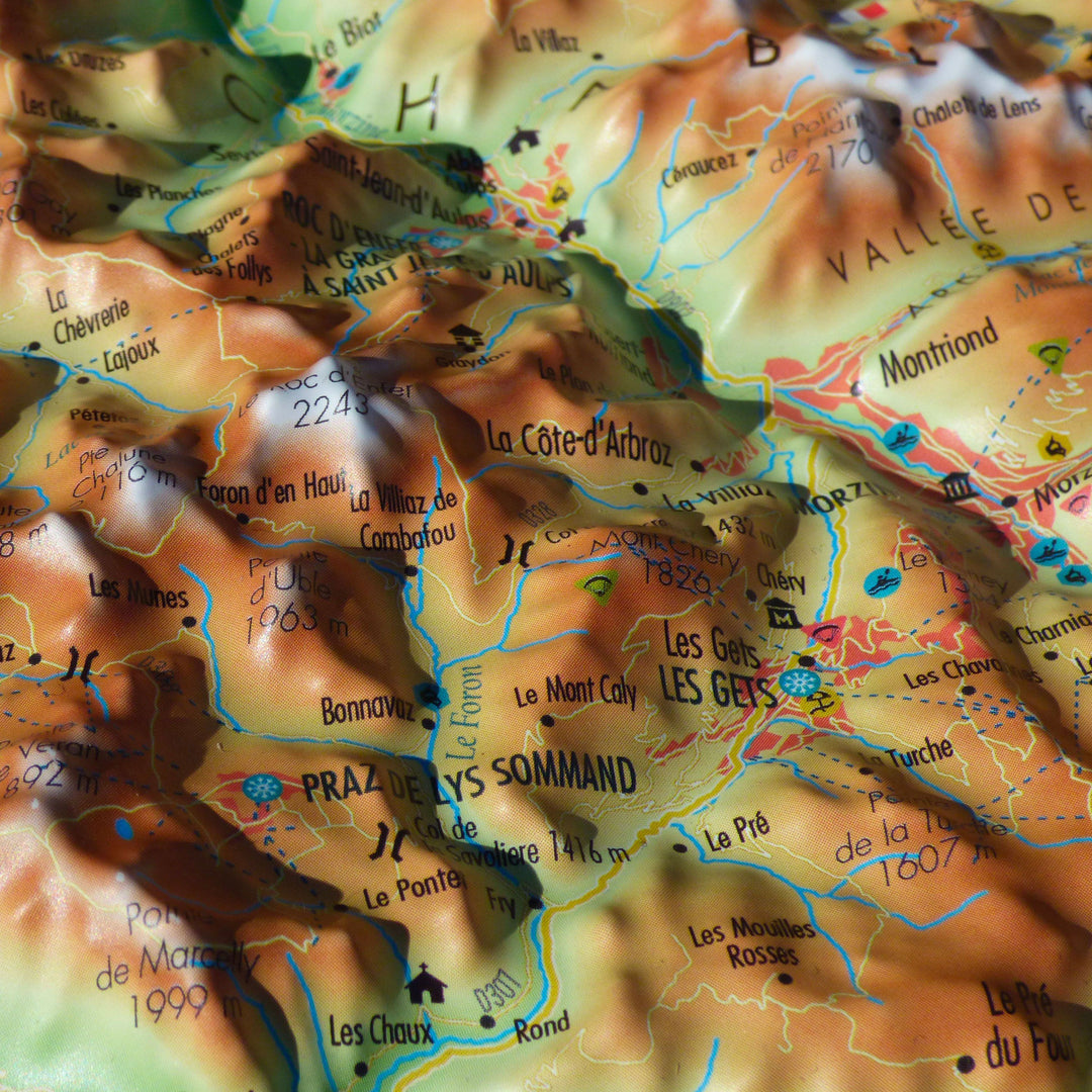 Carte murale en relief - Portes du Soleil - 29,5 x 19,5 cm | 3D Map carte relief petit format 3D Map 