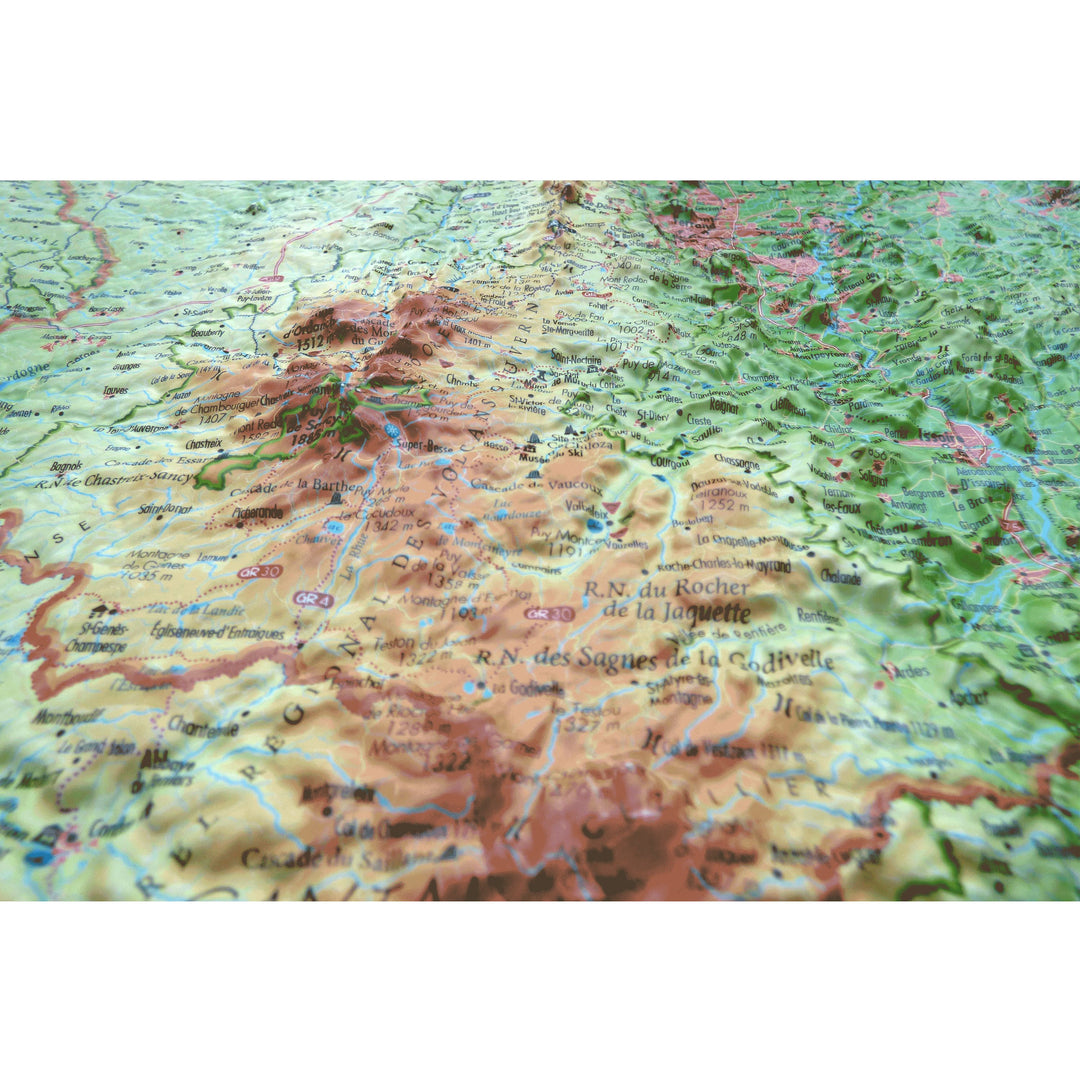 Carte murale en relief - Puy de Dôme - 61 cm x 41 cm | 3D Map carte relief 3D Map 