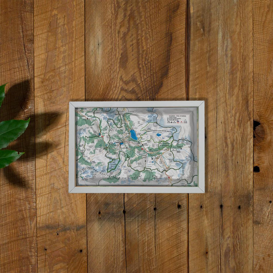 Carte murale en relief - Stations de Tignes-Val d'Isère - 19,5 cm x 29,5 cm | 3D Map carte relief petit format 3D Map 