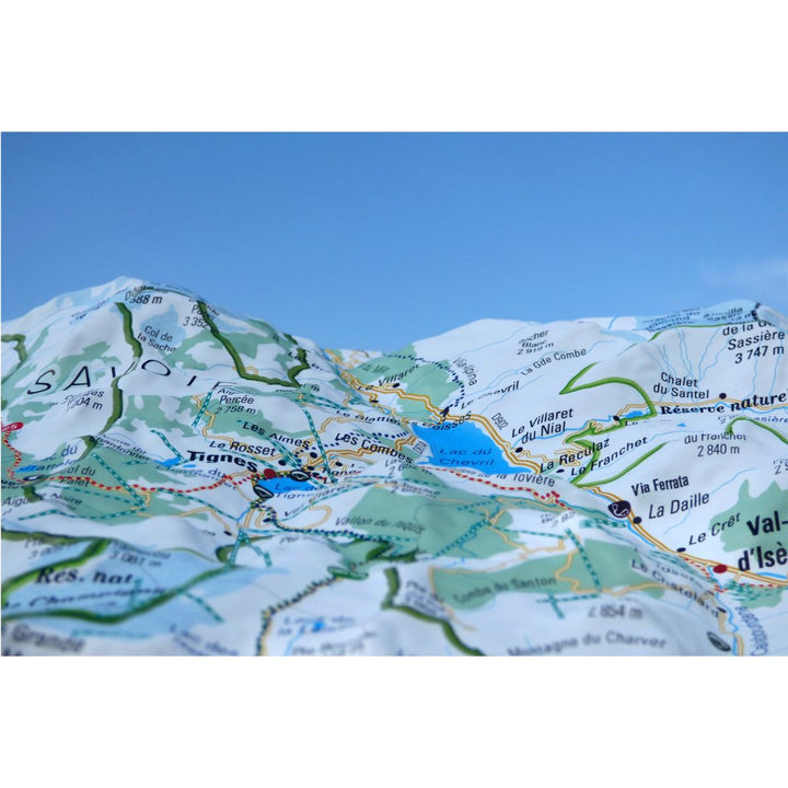 Carte murale en relief - Stations de Tignes-Val d'Isère - 19,5 cm x 29,5 cm | 3D Map carte relief petit format 3D Map 