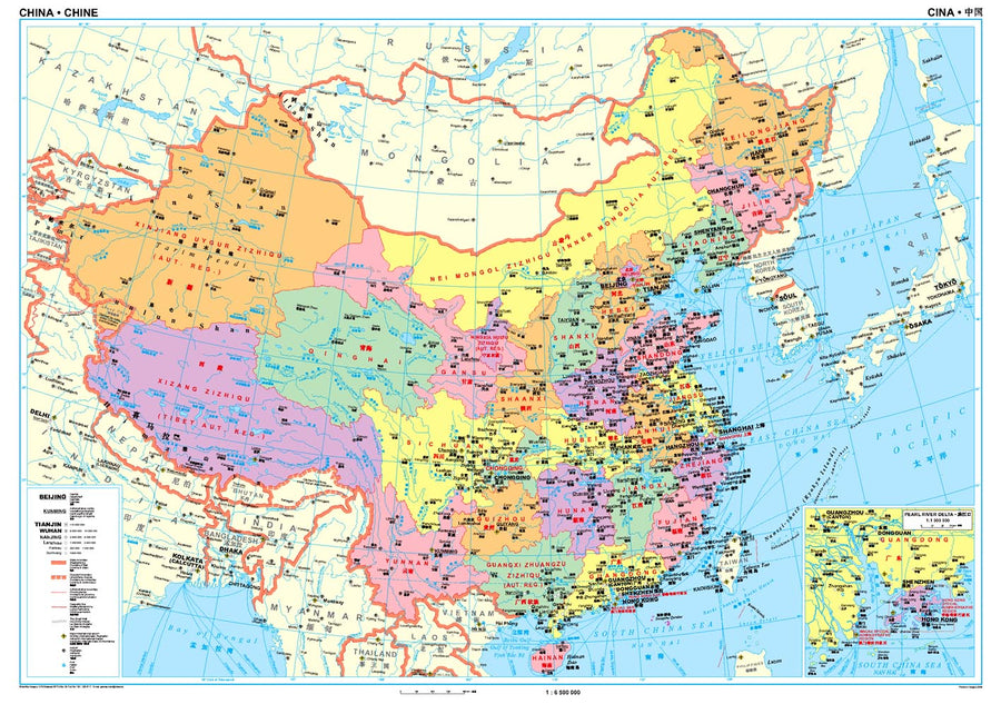Carte murale plastifiée - Chine (politique) | Gizi Map carte murale grand tube Gizi Map 