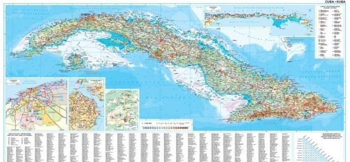 Carte murale plastifiée - Cuba (géographique) | Gizi Map carte murale grand tube Gizi Map 