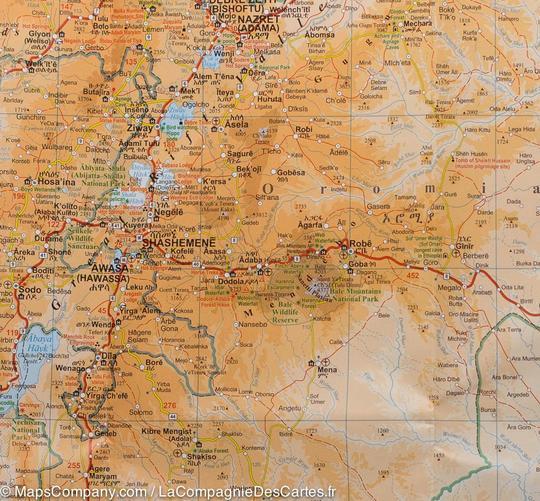 Carte murale plastifiée - Ethiopie (géographique) | Gizi Map carte murale grand tube Gizi Map 