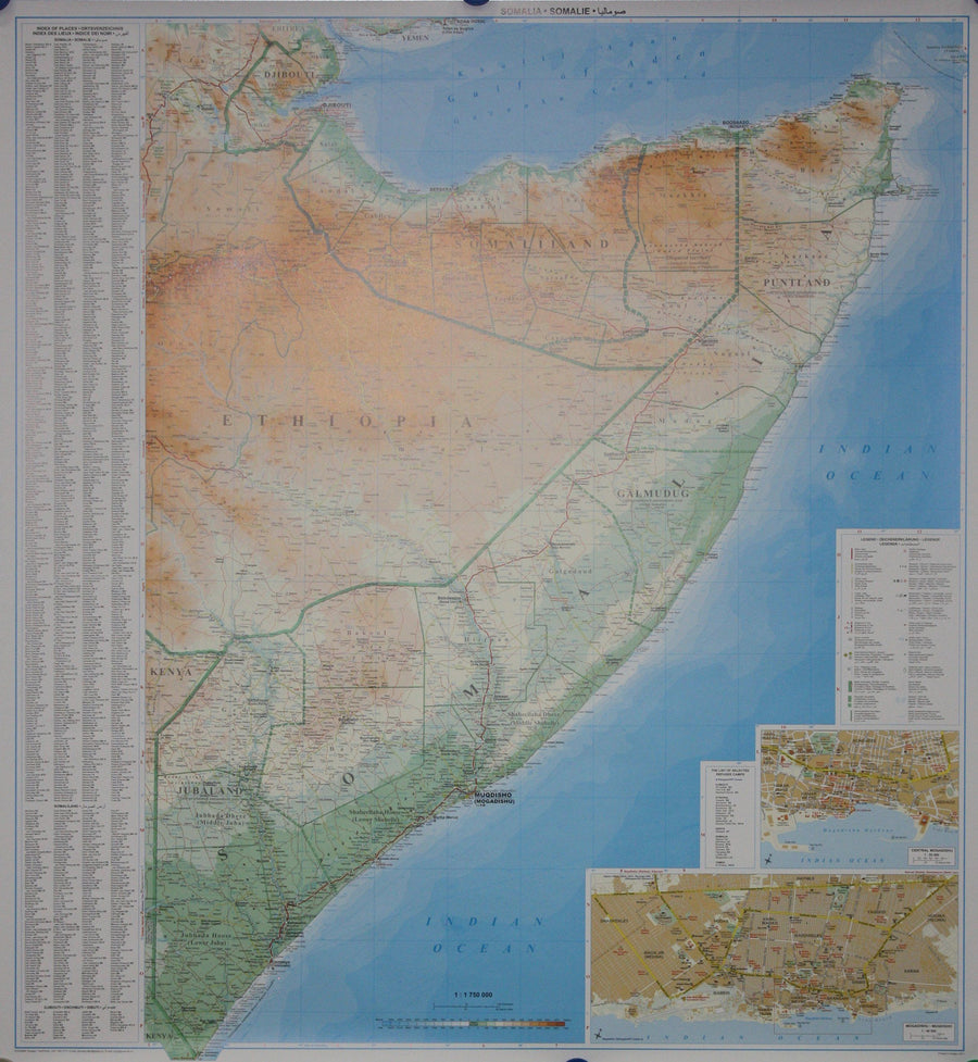 Carte murale plastifiée - Somalie (géographique) | Gizi Map carte murale petit tube Gizi Map 