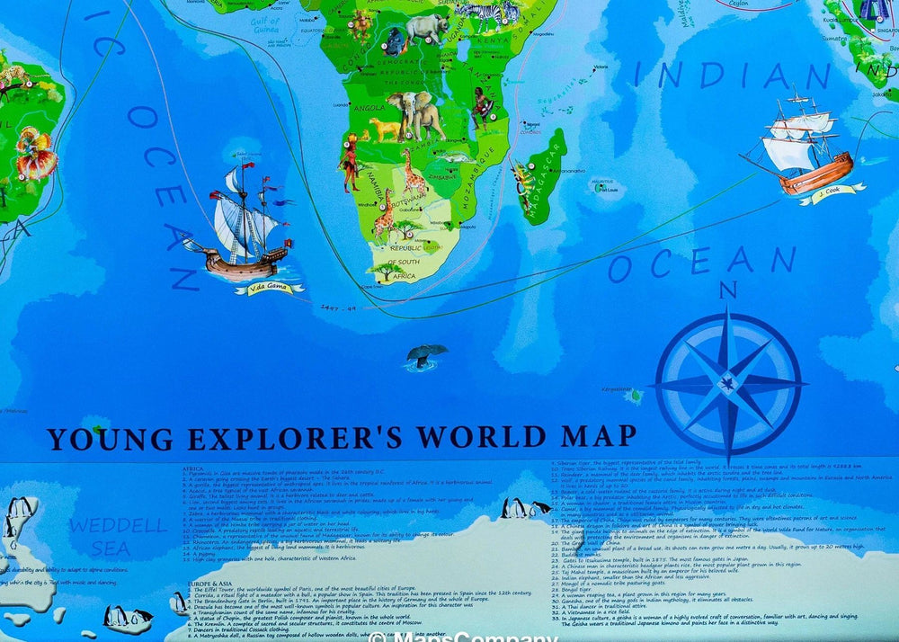 Carte murale pour enfants (plastifiée) - Monde Géographique (en anglais) | Artglob carte murale petit tube Artglob 