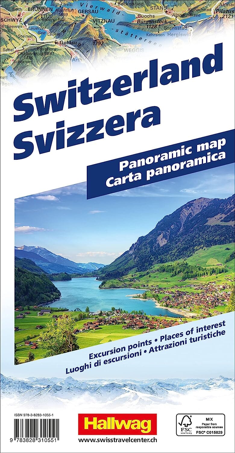 Carte panoramique de la Suisse | Hallwag - Panoramic maps carte pliée Hallwag 