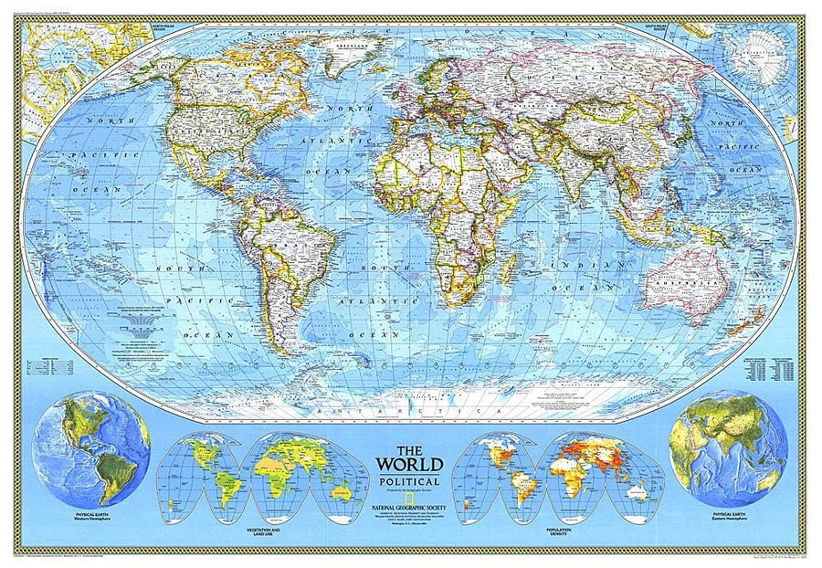 1994 World Political Map Wall Map 