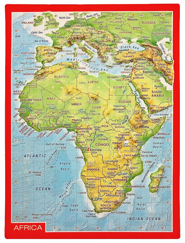 carte postale en relief (en anglais) - Afrique | Georelief carte pliée Georelief 