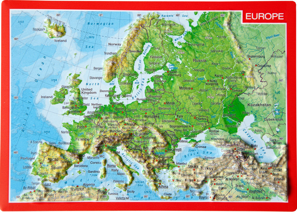 carte postale en relief (en anglais) - Europe | Georelief carte pliée Georelief 