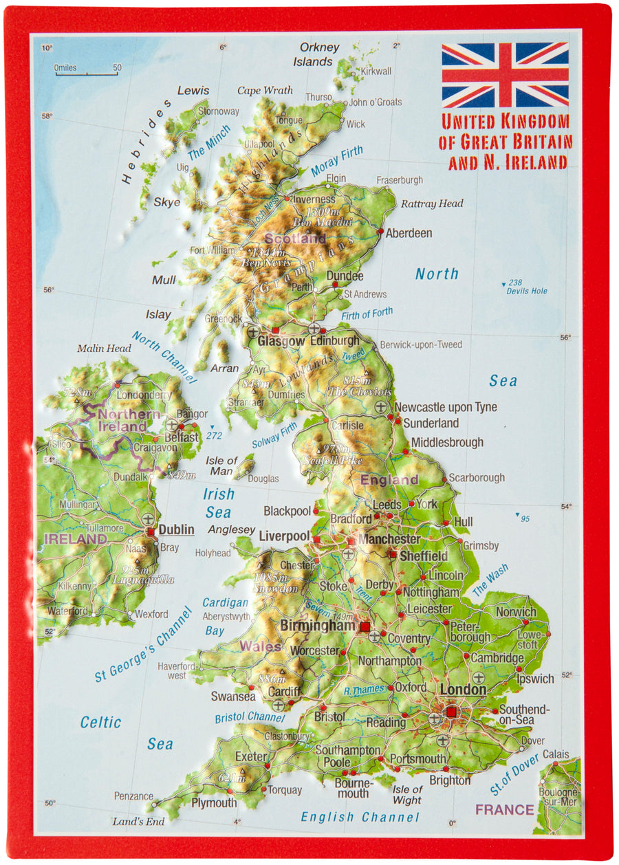 carte postale en relief (en anglais) - Grande Bretagne | Georelief carte pliée Georelief 