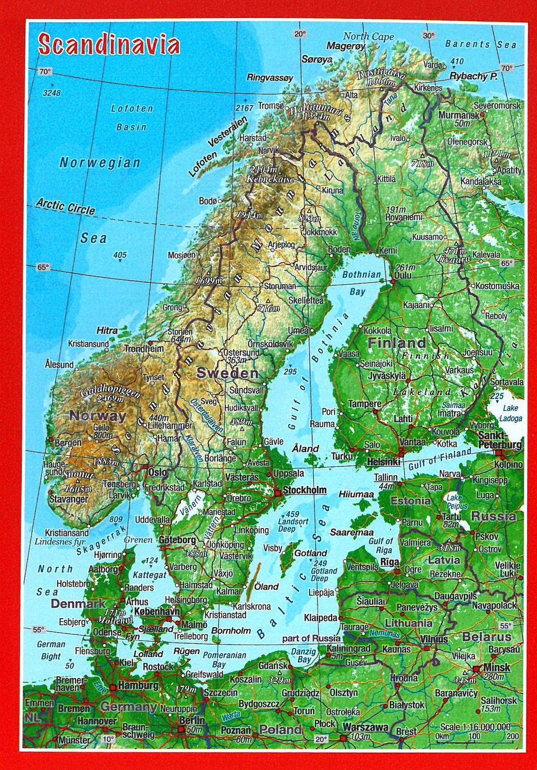carte postale en relief (en anglais) - Scandinavie | Georelief carte pliée Georelief 