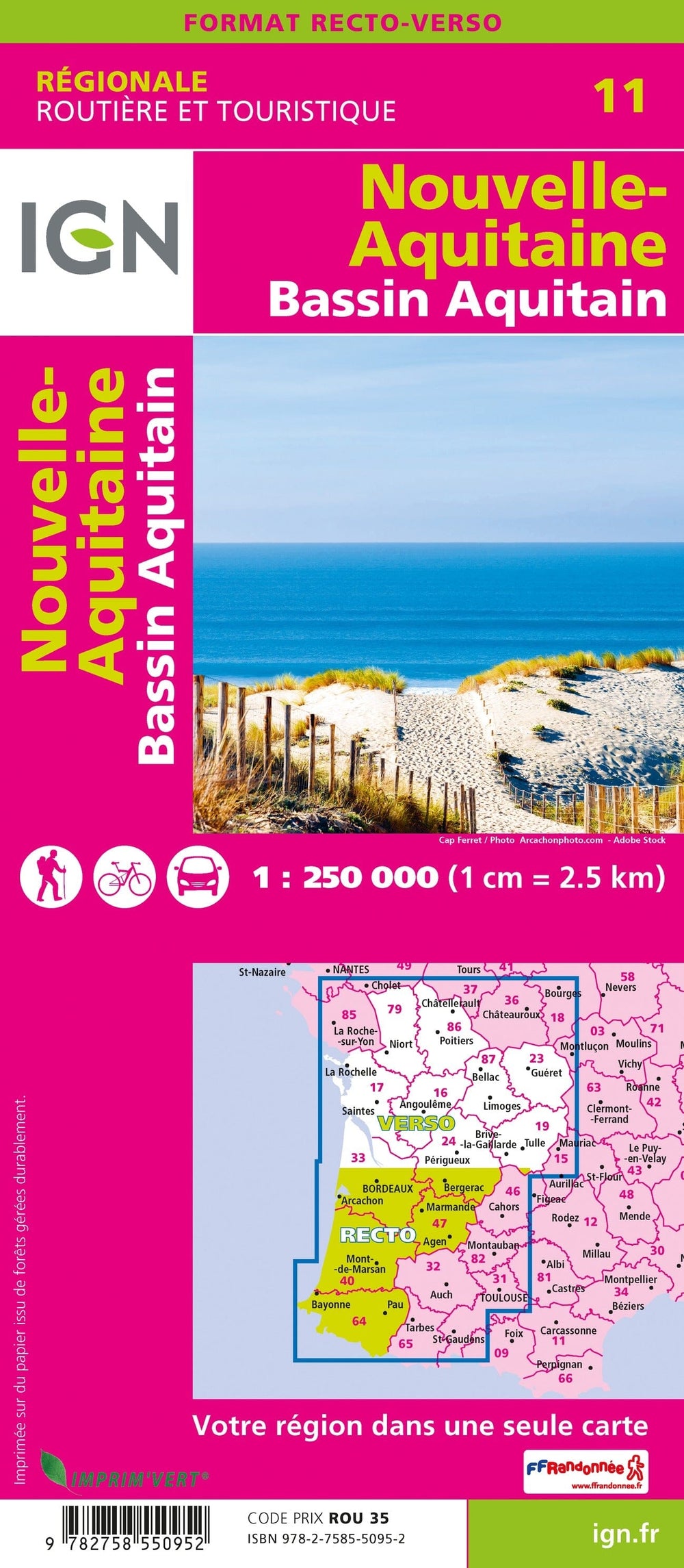 Carte régionale n° 11 : Nouvelle Aquitaine (Bassin Aquitain) | IGN carte pliée IGN 