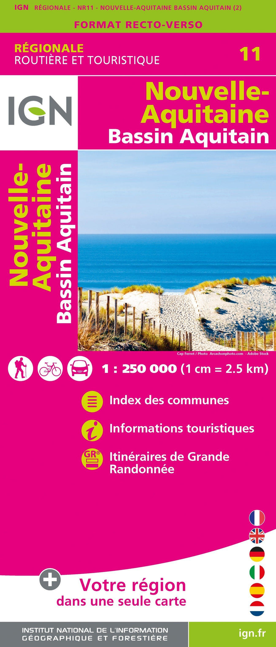 Carte régionale n° 11 : Nouvelle Aquitaine (Bassin Aquitain) | IGN carte pliée IGN 