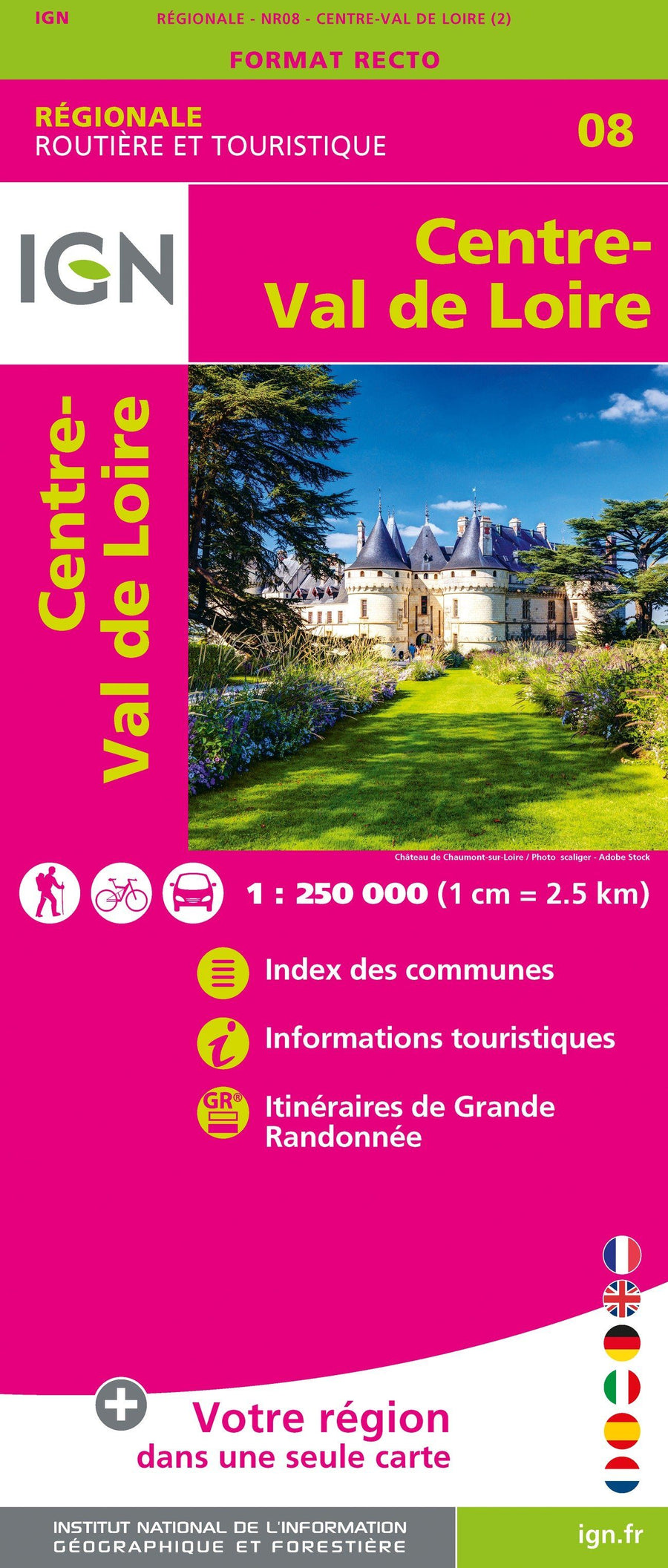 Carte régionale n° 8 : Centre - Val de Loire | IGN carte pliée IGN 2020 
