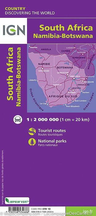 Carte routière - Afrique du Sud, Namibie & Botswana | IGN carte pliée IGN 