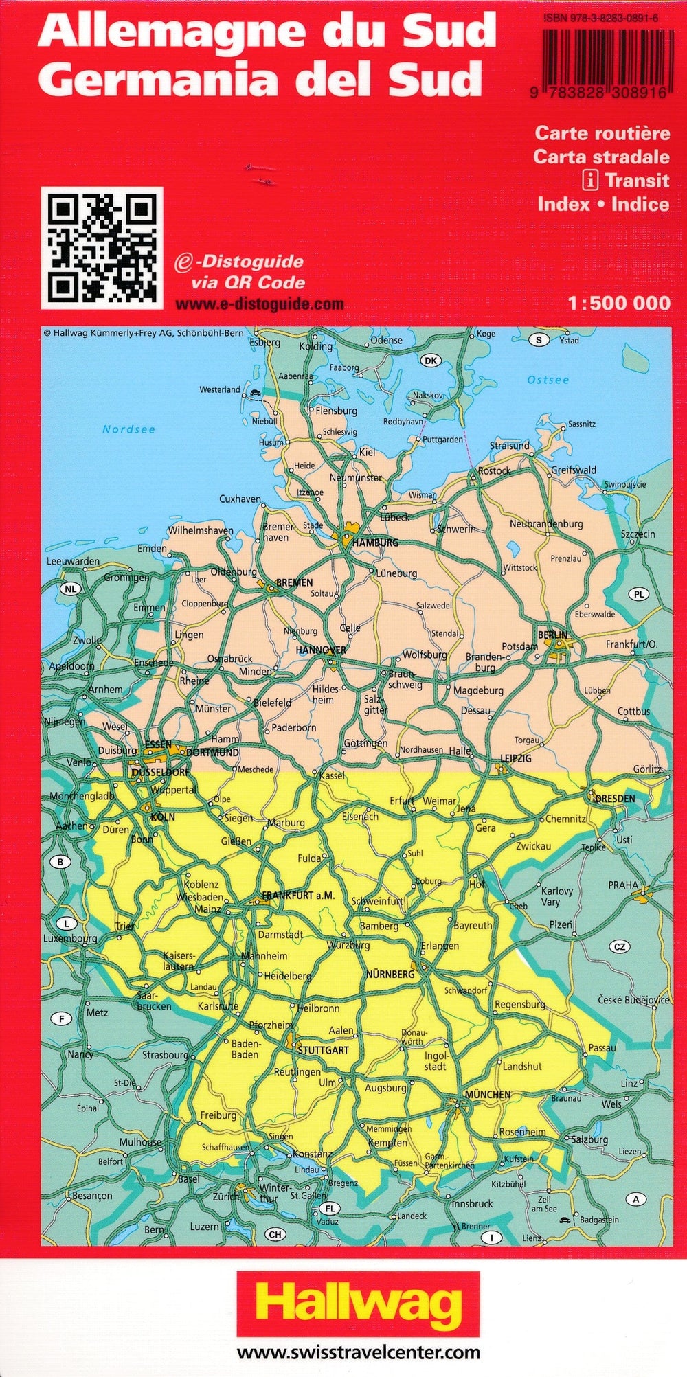 Carte routière - Allemagne Sud DG BeeTagg | Hallwag carte pliée Hallwag 