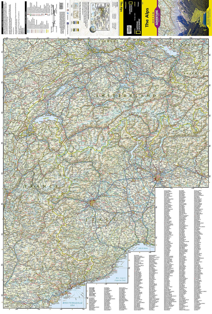 Carte routière - Alpes | National Geographic carte pliée National Geographic 