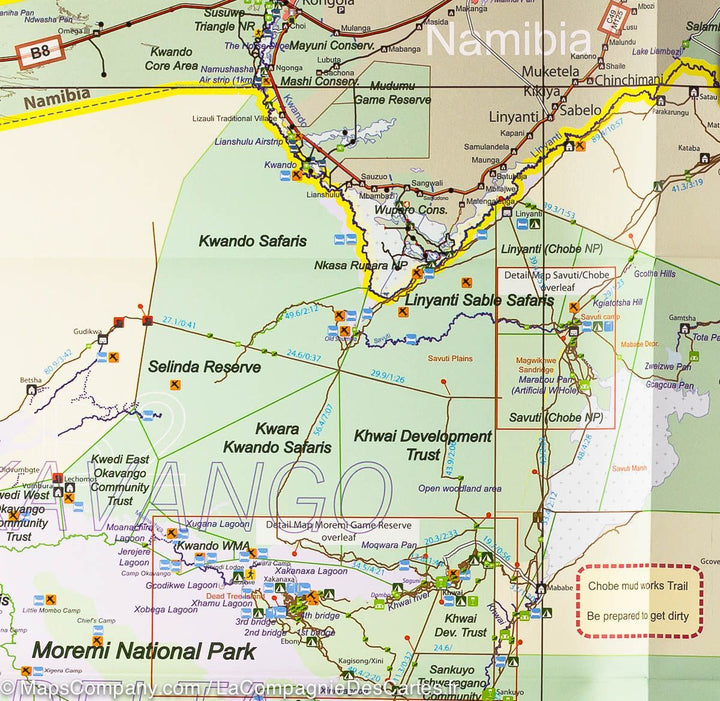 Carte routière - Botswana | Tracks4Africa carte pliée Tracks4Africa 
