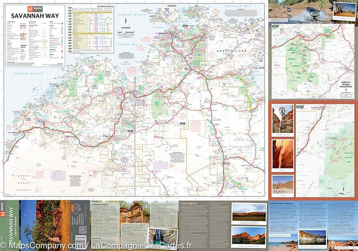 Carte routière - Cairns to Broome (Savannah Way, Australie) | Hema Maps - La Compagnie des Cartes