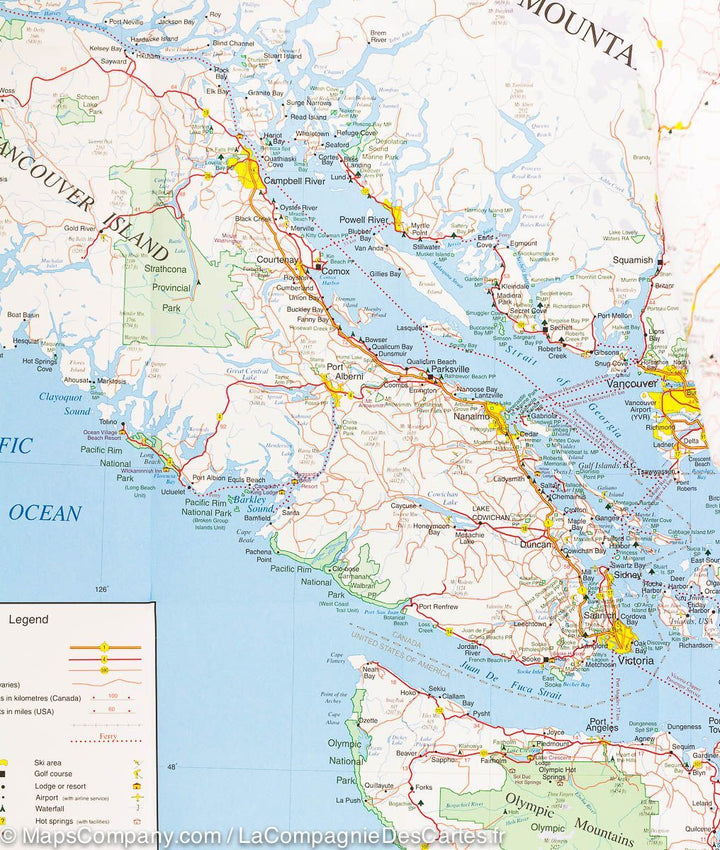 Carte routière - Colombie Britannique Sud-Ouest & Etat de Washington Nord | Gem Trek carte pliée Gem Trek Publishing 
